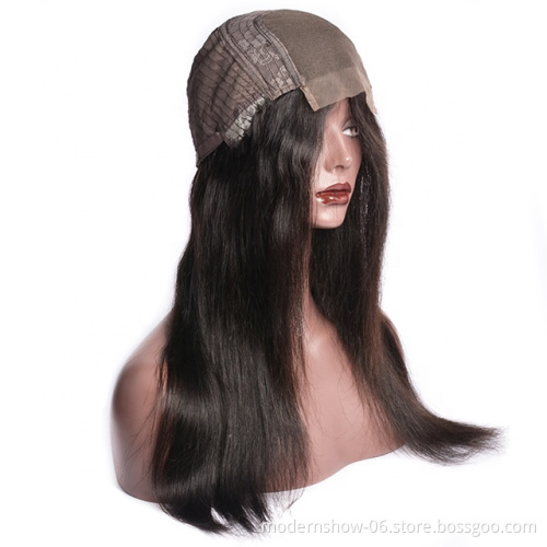 Most popular swiss Lace frontal closure wig soft straight brazilian human hair